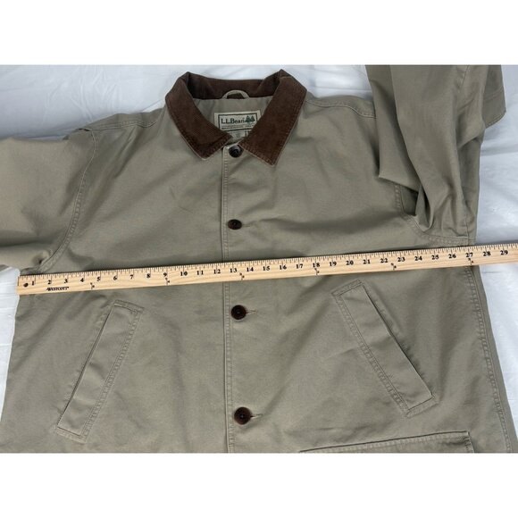 LL Bean Lined Barn Coat Mens XXL REG Beige Chore Corduroy Collar Khaki *Read* - Picture 14 of 16